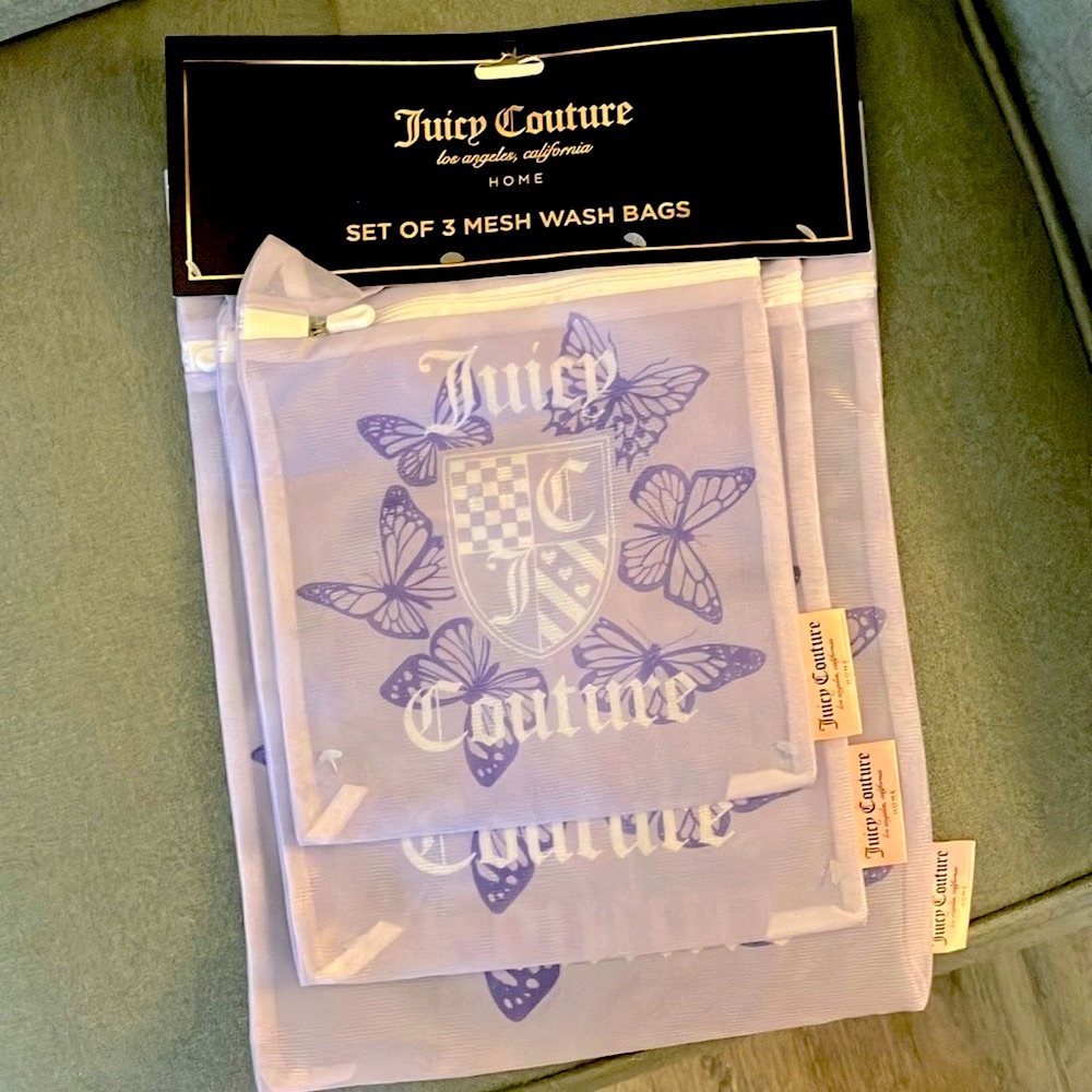 💜Juicy Couture set of 3 mesh intimates wash bags NWT